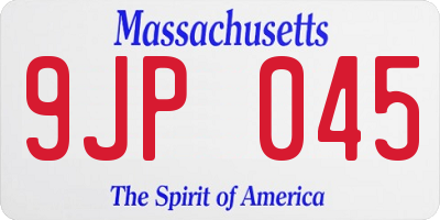 MA license plate 9JP045