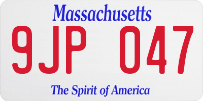 MA license plate 9JP047