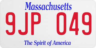 MA license plate 9JP049