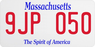 MA license plate 9JP050