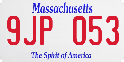 MA license plate 9JP053