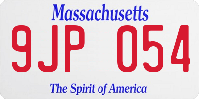 MA license plate 9JP054