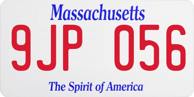 MA license plate 9JP056