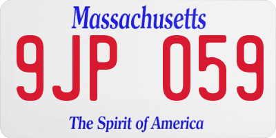 MA license plate 9JP059