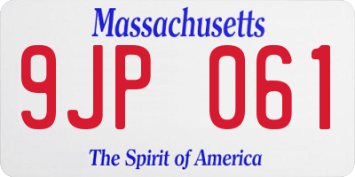 MA license plate 9JP061