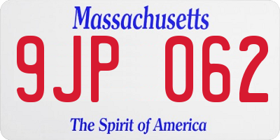 MA license plate 9JP062