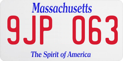MA license plate 9JP063
