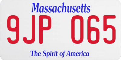 MA license plate 9JP065