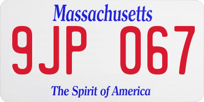MA license plate 9JP067