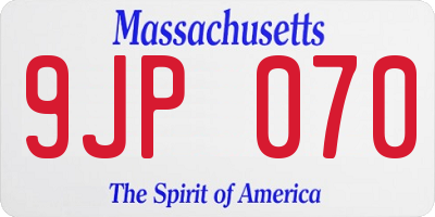 MA license plate 9JP070