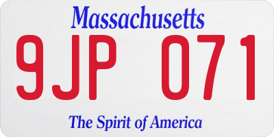 MA license plate 9JP071