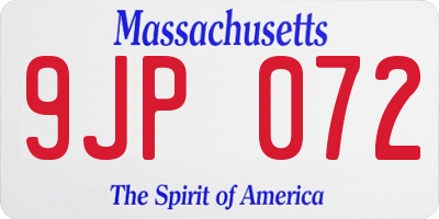MA license plate 9JP072