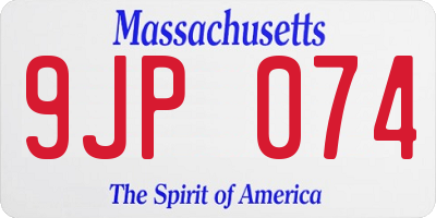 MA license plate 9JP074