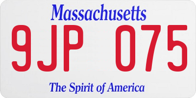 MA license plate 9JP075