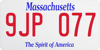 MA license plate 9JP077