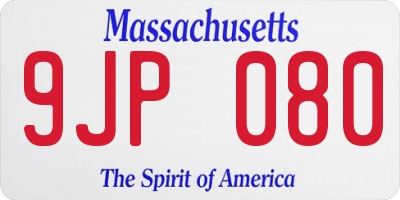 MA license plate 9JP080