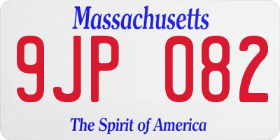 MA license plate 9JP082