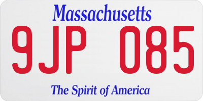 MA license plate 9JP085