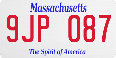 MA license plate 9JP087