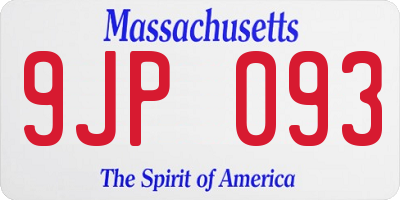 MA license plate 9JP093