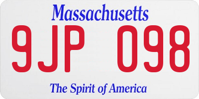 MA license plate 9JP098