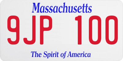 MA license plate 9JP100