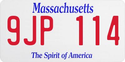MA license plate 9JP114
