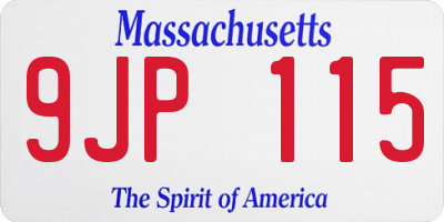 MA license plate 9JP115
