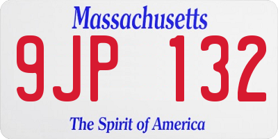 MA license plate 9JP132
