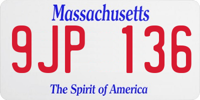 MA license plate 9JP136