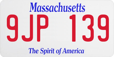 MA license plate 9JP139