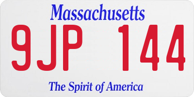 MA license plate 9JP144