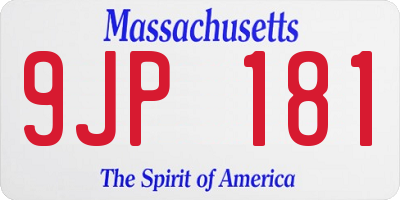 MA license plate 9JP181