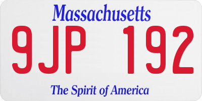 MA license plate 9JP192