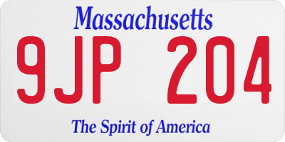 MA license plate 9JP204