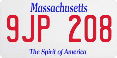 MA license plate 9JP208