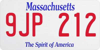 MA license plate 9JP212