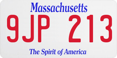 MA license plate 9JP213