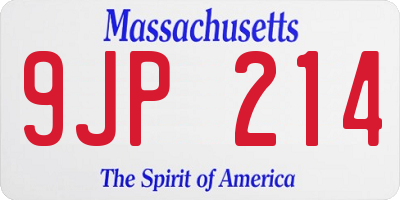 MA license plate 9JP214