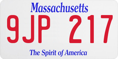 MA license plate 9JP217