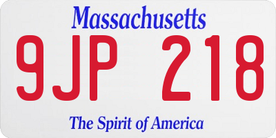 MA license plate 9JP218