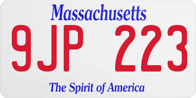 MA license plate 9JP223