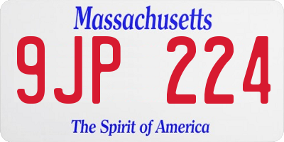 MA license plate 9JP224