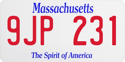 MA license plate 9JP231