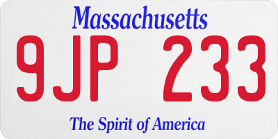 MA license plate 9JP233