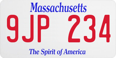 MA license plate 9JP234