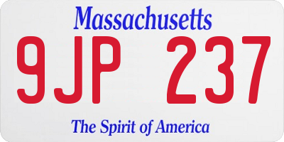 MA license plate 9JP237