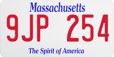 MA license plate 9JP254