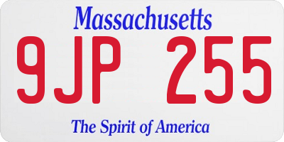 MA license plate 9JP255