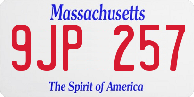 MA license plate 9JP257